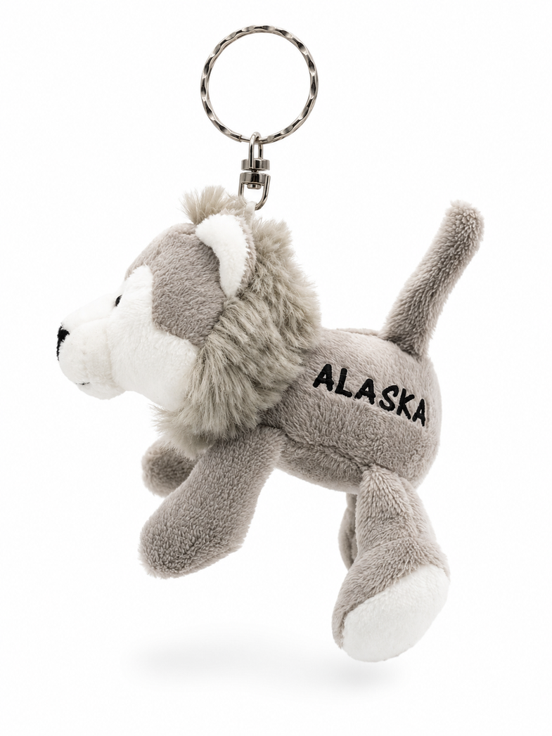 Alaska Wolf Plush Keyring