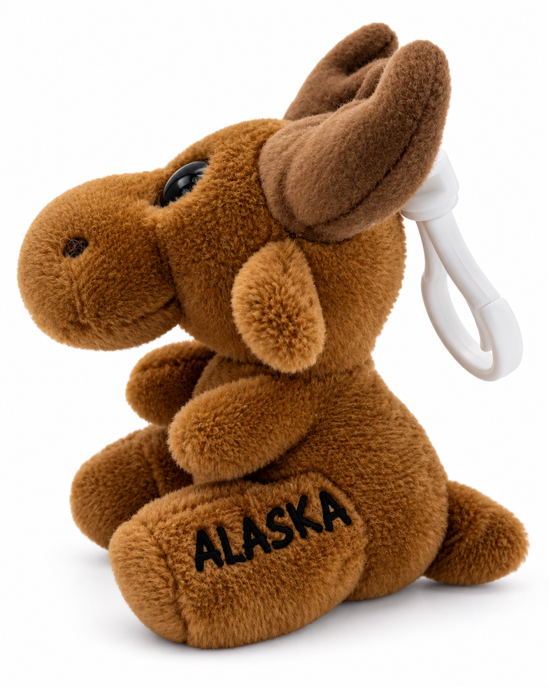 Alaska Moose Plush Backpack Clip