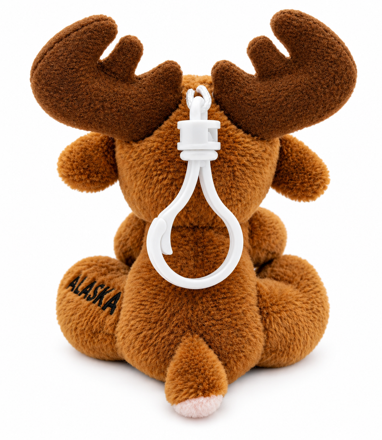 Alaska Moose Plush Backpack Clip