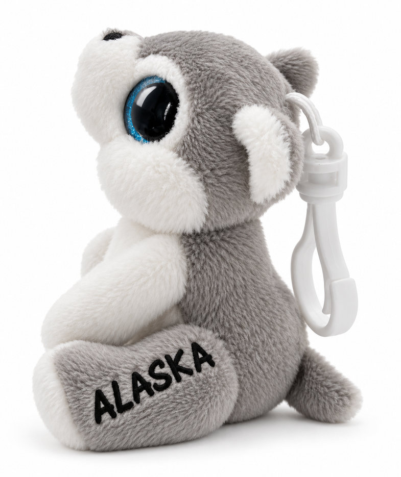 Alaska Wolf Plush Backpack Clip