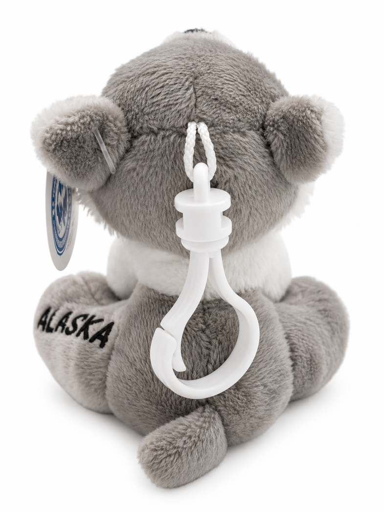 Alaska Wolf Plush Backpack Clip