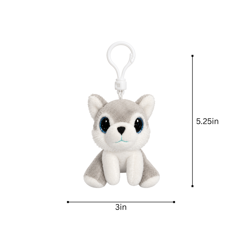 Alaska Wolf Plush Backpack Clip