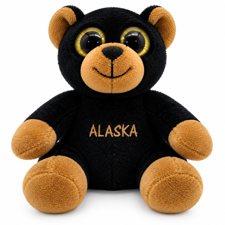 Alaska Big Eye Black Bear Plush 6"