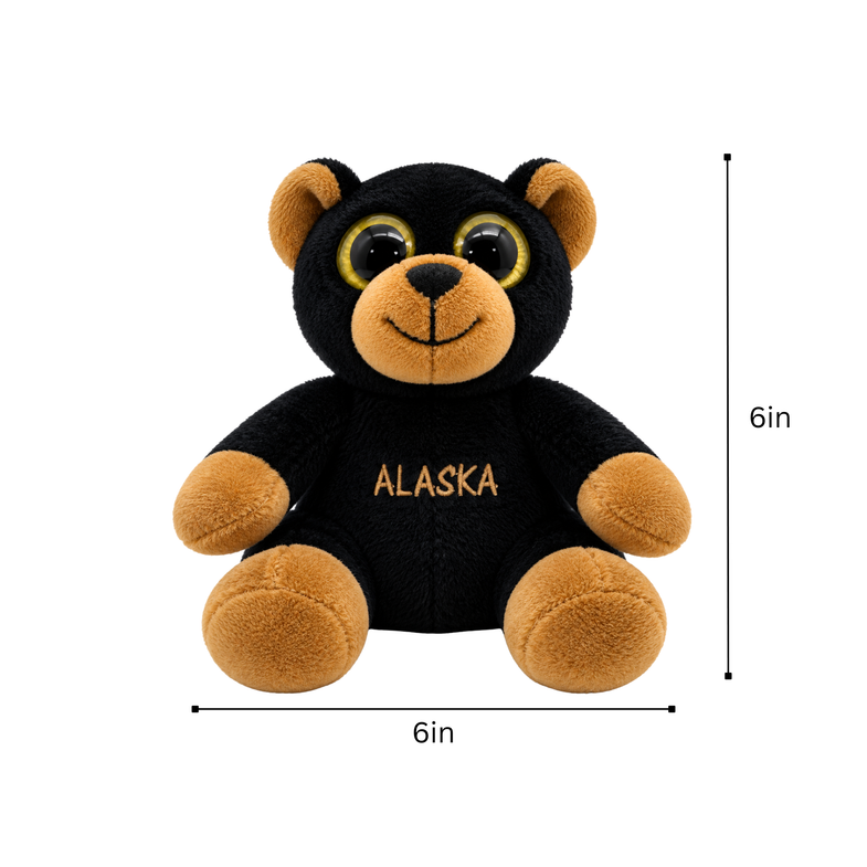 Alaska Big Eye Black Bear Plush 6"