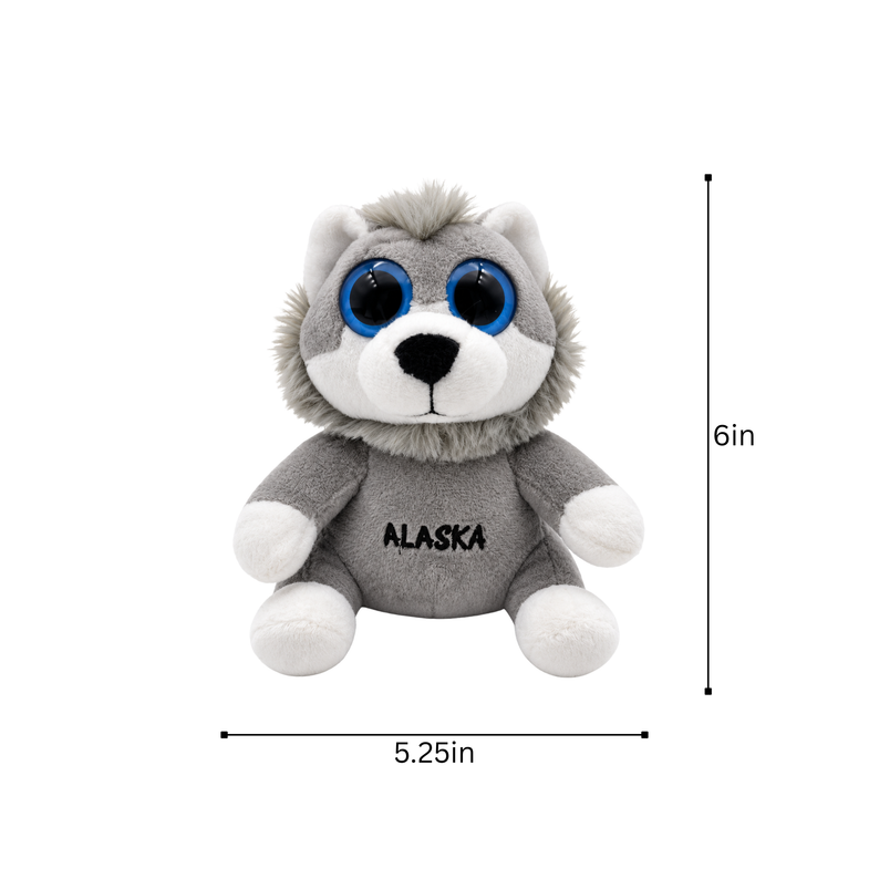Alaska Big Eye Wolf Plush 6"