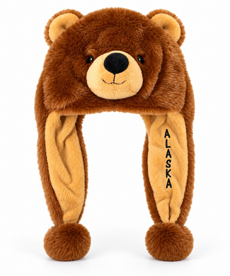 Alaska Brown Bear Plush Hat