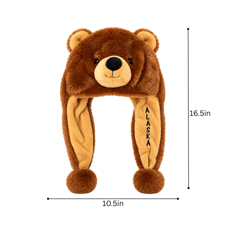 Alaska Brown Bear Plush Hat