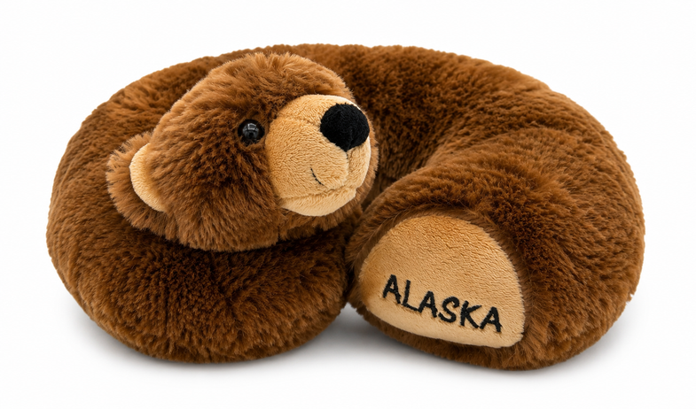 Alaska Brown Bear Plush Neck Pillow