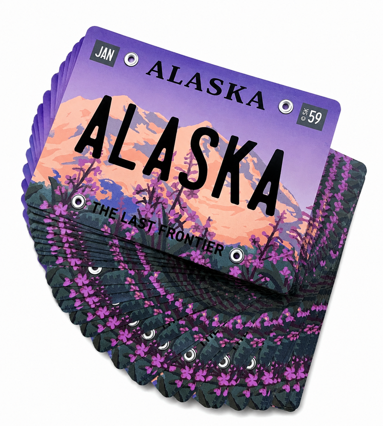 Alaska Fireweed License Plate Playing Cards