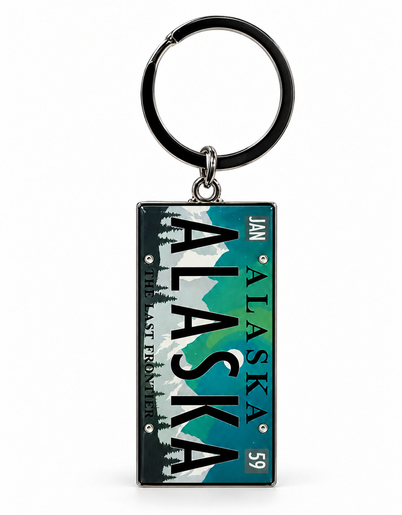 Alaska Aurora License Plate Keyring