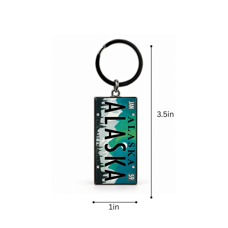 Alaska Aurora License Plate Keyring