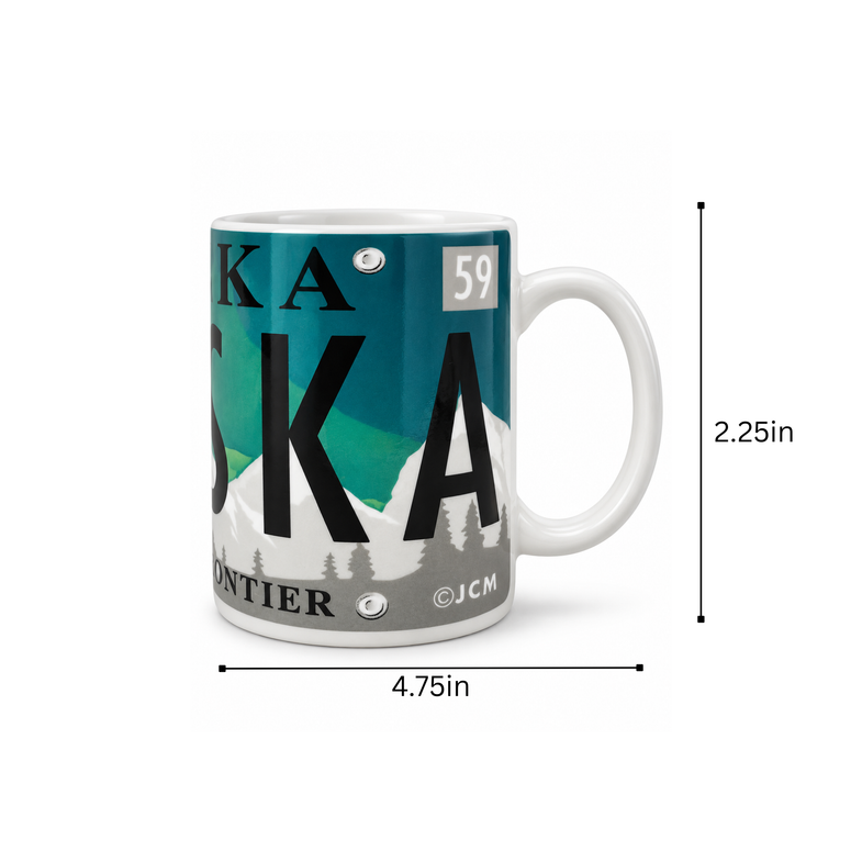 Alaska Aurora License Plate Mug 11oz