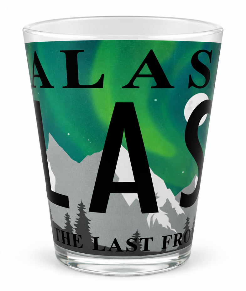 Alaska Aurora License Plate Shot Glass