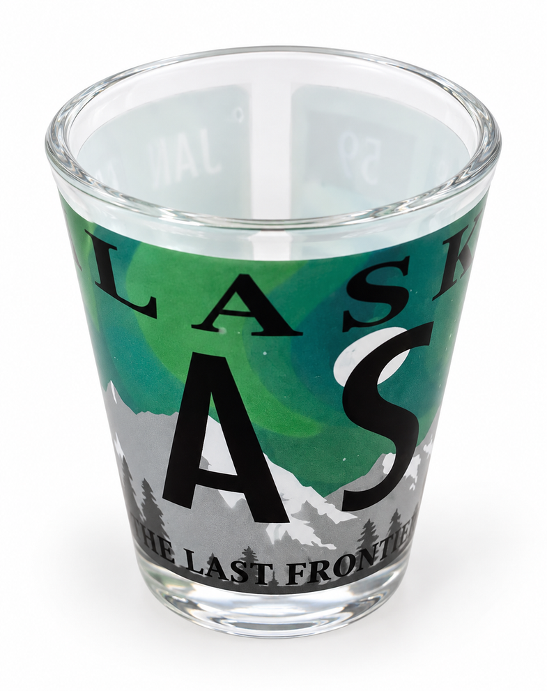 Alaska Aurora License Plate Shot Glass