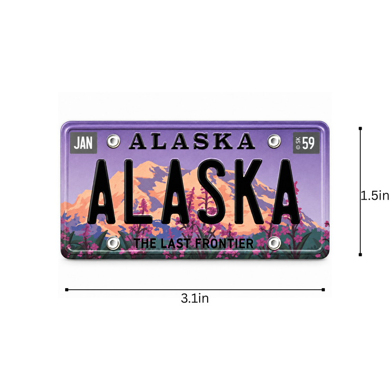 Alaska Fireweed License Plate Magnet 3.2x1.5in