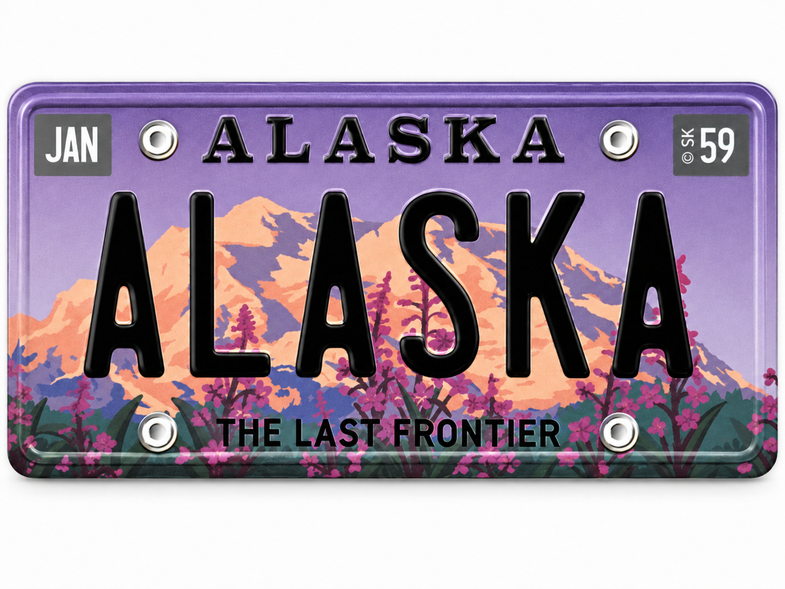 Alaska Fireweed License Plate Magnet 4.8x2.4in