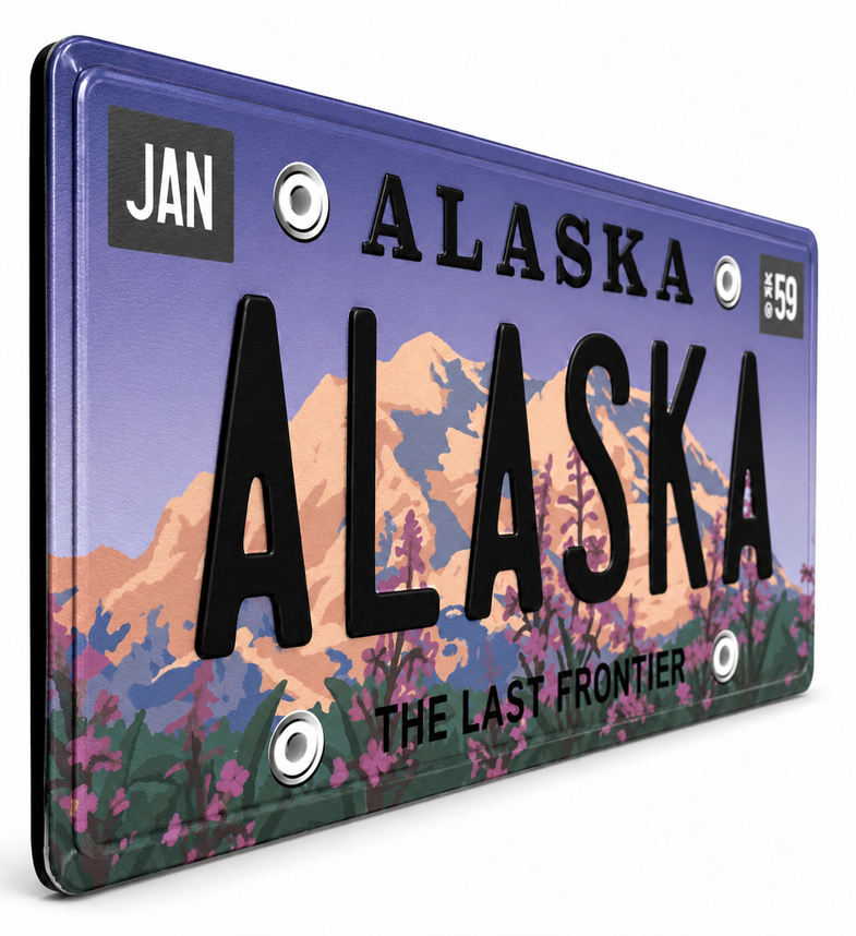 Alaska Fireweed License Plate Magnet 4.8x2.4in