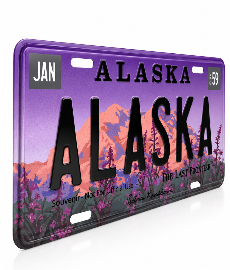 Alaska Fireweed License Plate