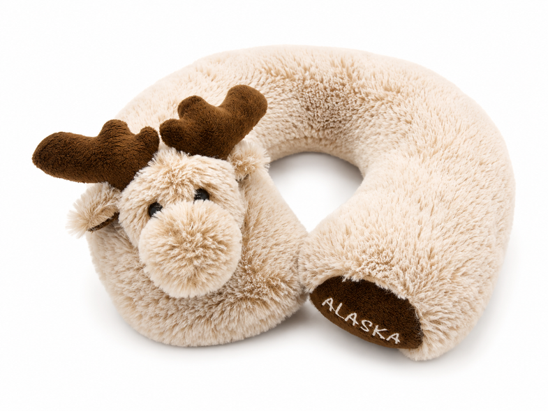 Alaska Moose Plush Neck Pillow