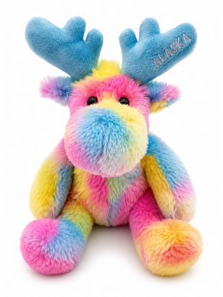 Alaska Rainbow Tie Dye Moose Plush
