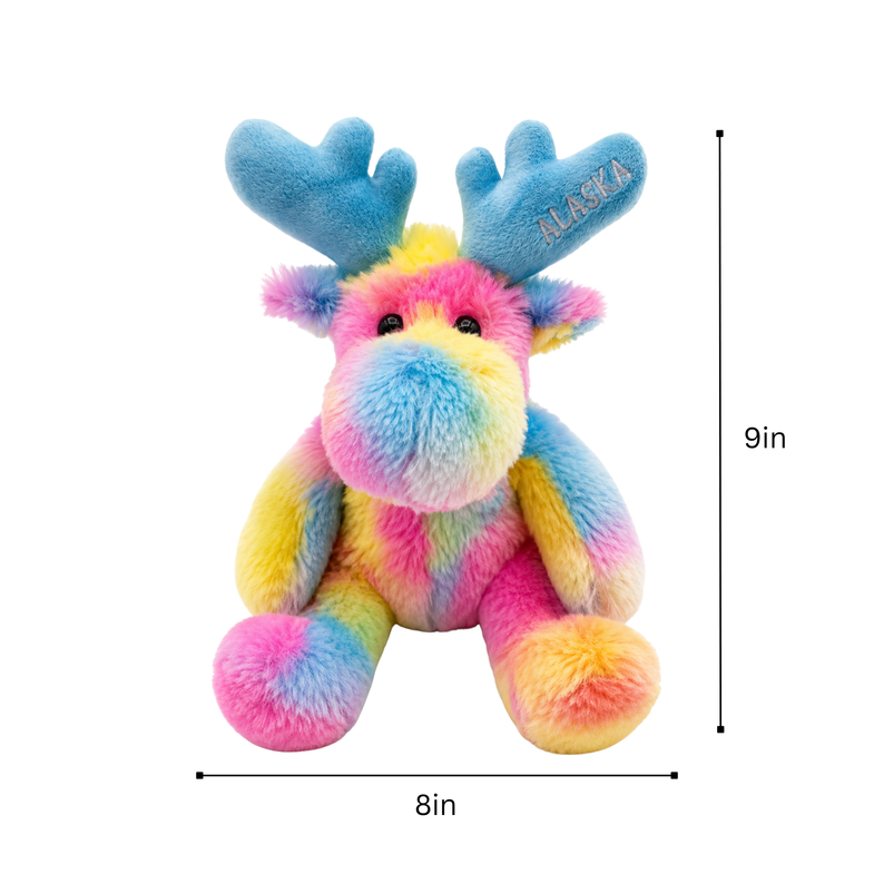 Alaska Rainbow Tie Dye Moose Plush