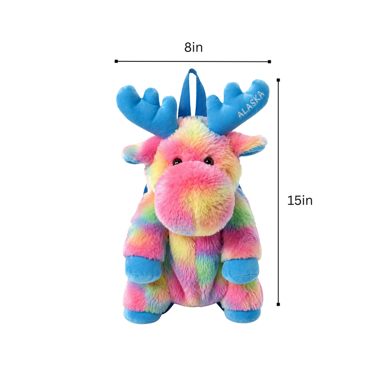 Alaska Tie Dye Moose Plush Backpack
