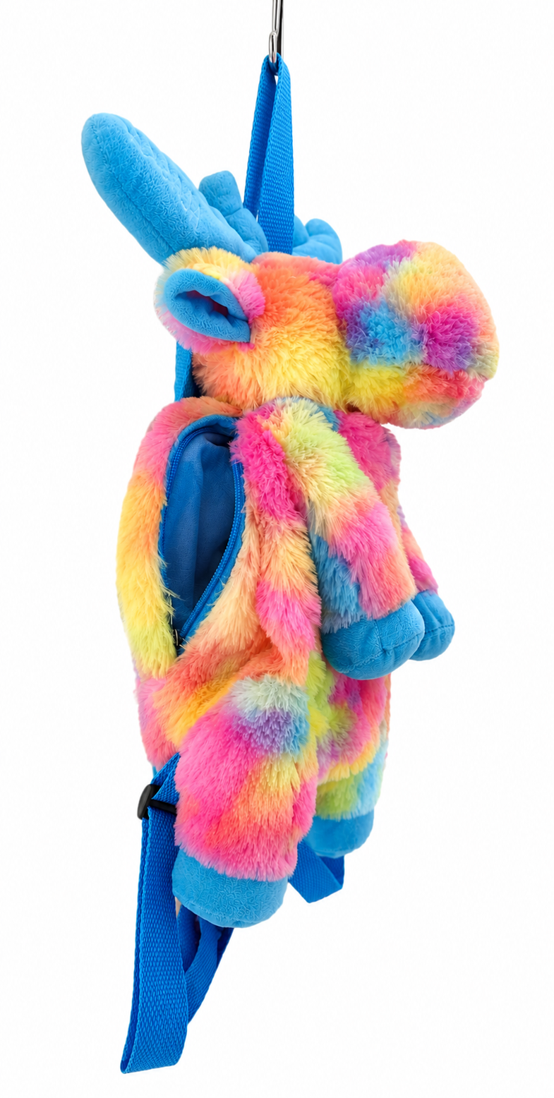 Alaska Tie Dye Moose Plush Backpack