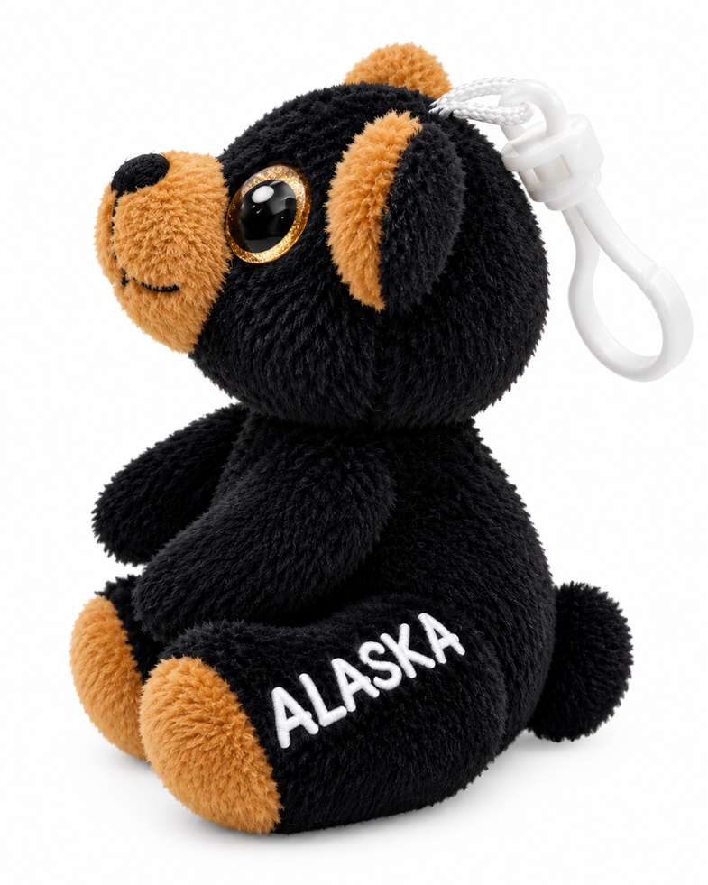 Alaska Black Bear Plush Backpack Clip