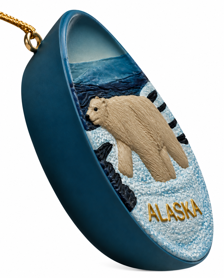 Alaska Polar Bear Plate Ornament