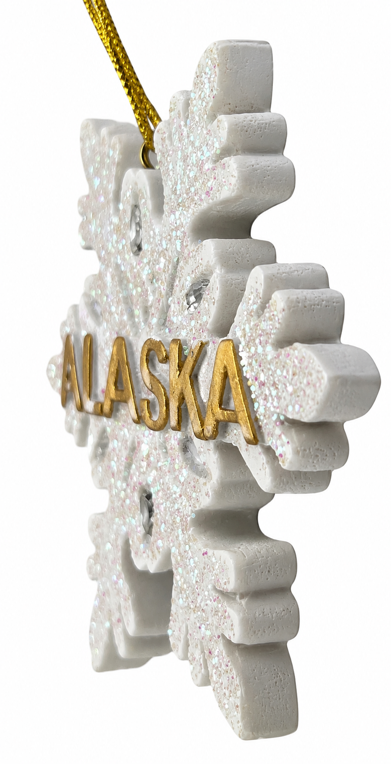 Alaska White Snowflake Ornament