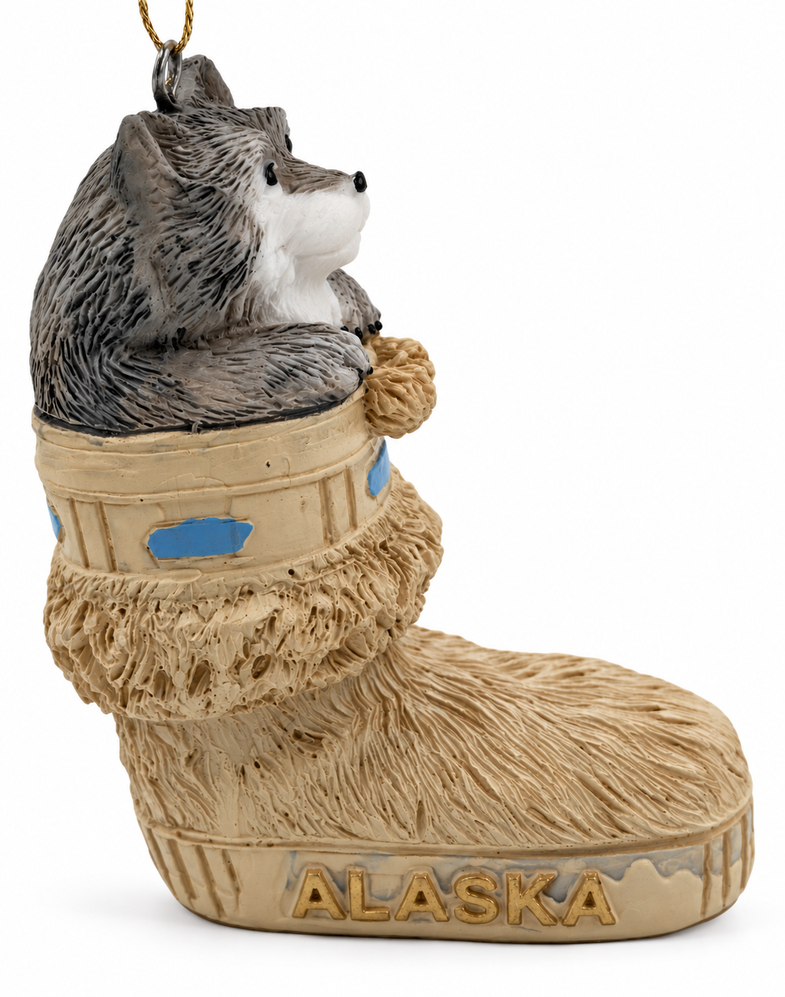 Alaska Husky in Mukluk Ornament