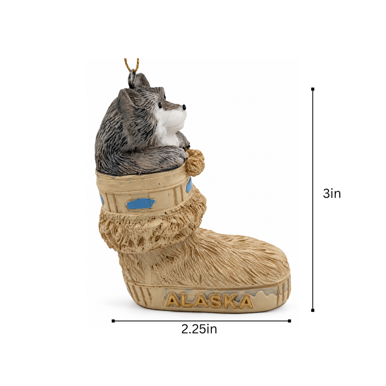 Alaska Husky in Mukluk Ornament