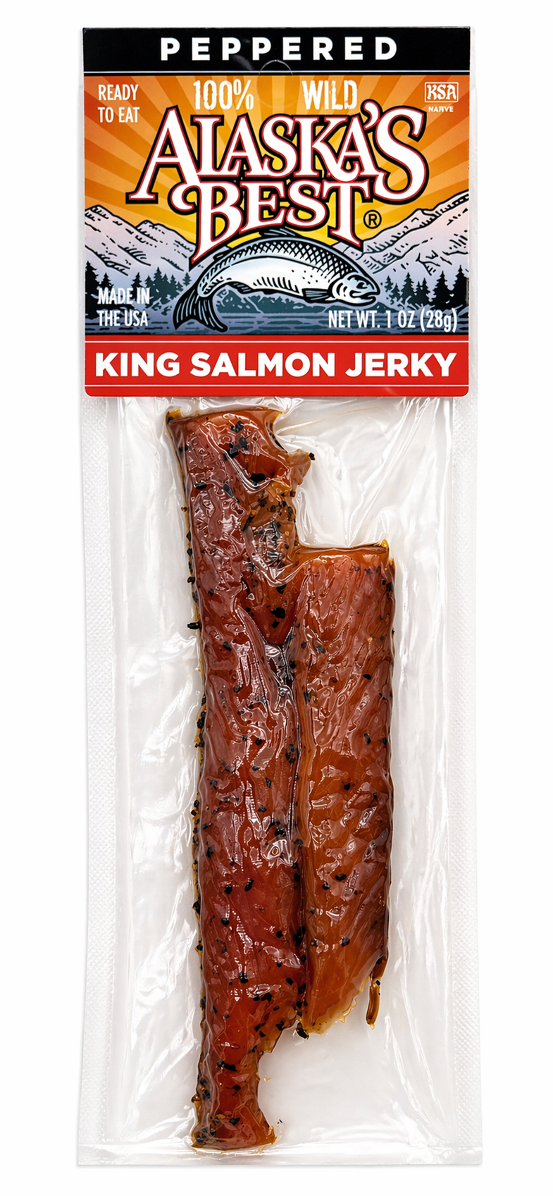 Alaska King Salmon Peppered Jerky Strip 1oz