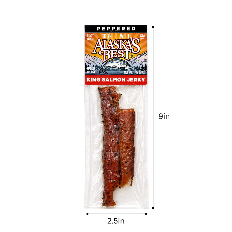 Alaska King Salmon Peppered Jerky Strip 1oz