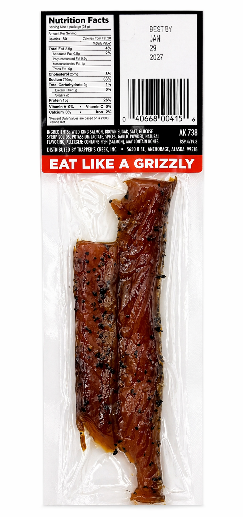 Alaska King Salmon Peppered Jerky Strip 1oz