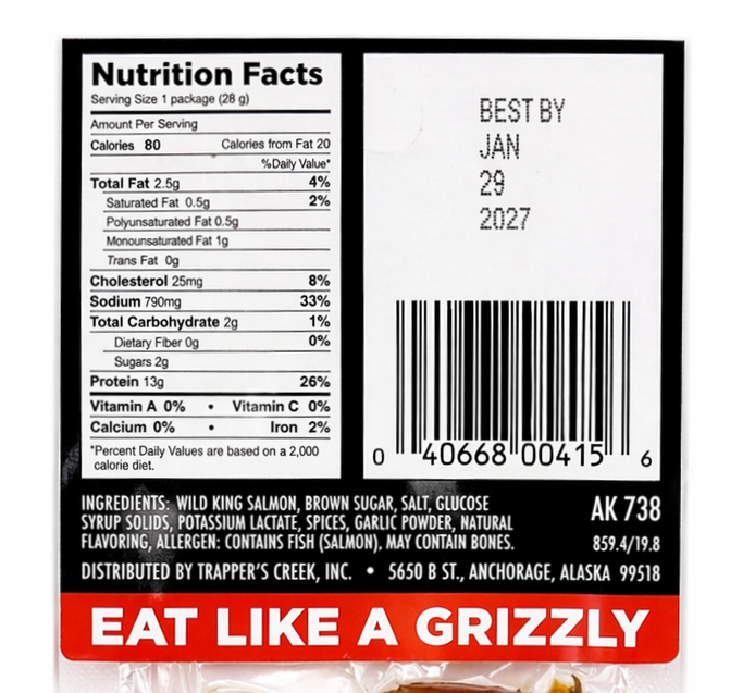 Alaska King Salmon Peppered Jerky Strip 1oz