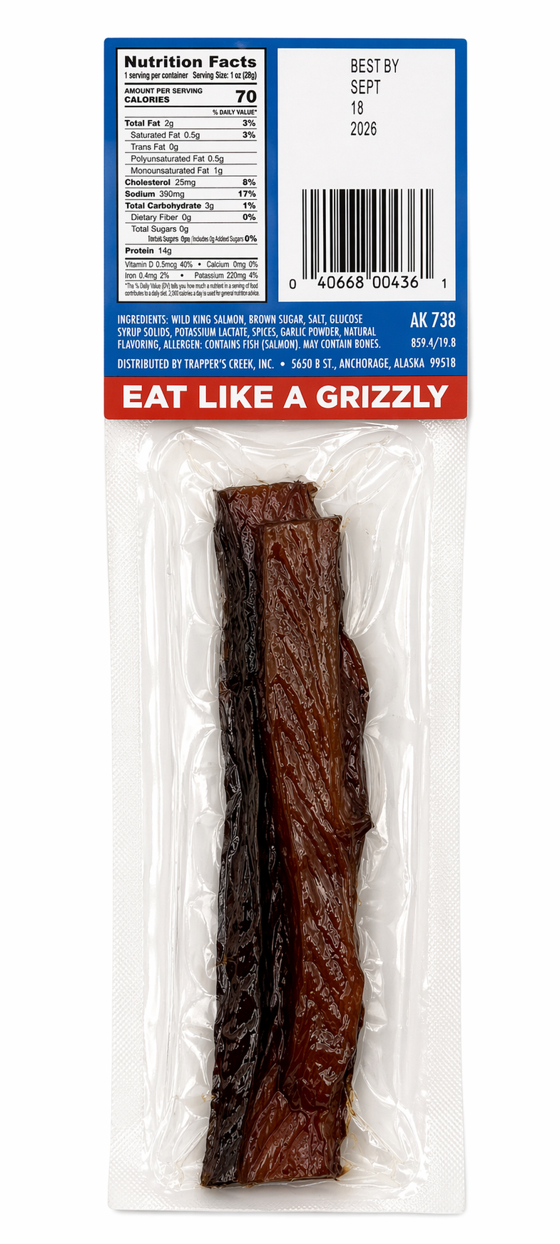 Alaska King Salmon Jerky Strip 1oz