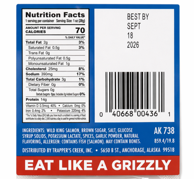 Alaska King Salmon Jerky Strip 1oz