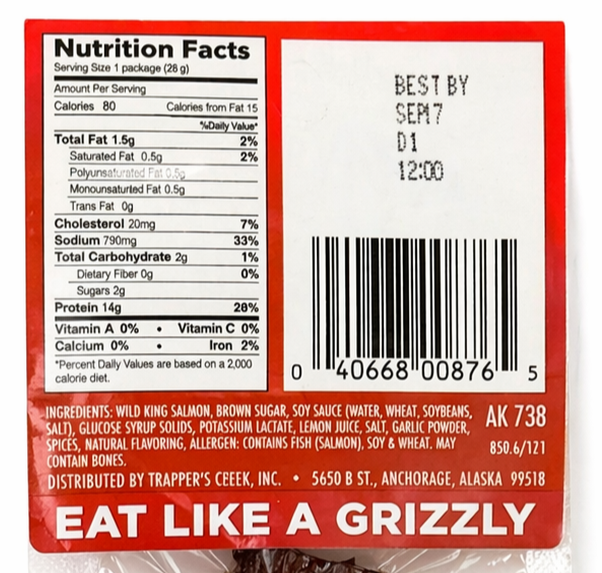 Alaska King Salmon Teriyaki Jerky Strip 1oz