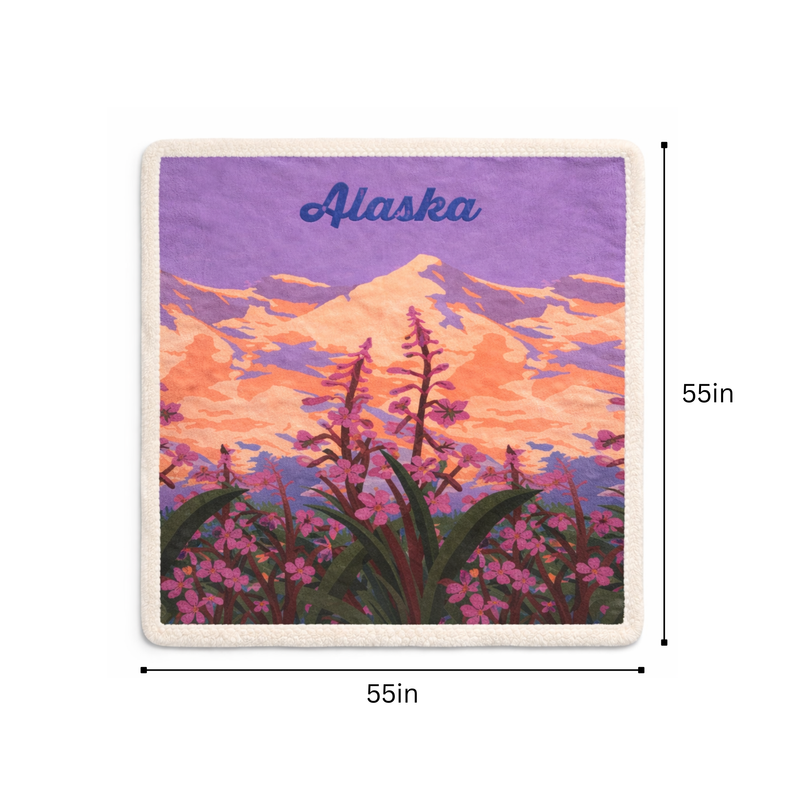 Alaska Fireweed Sherpa Blanket
