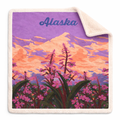 Alaska Fireweed Sherpa Blanket