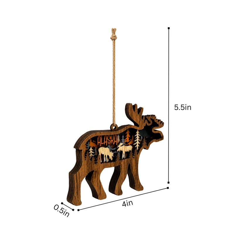 Alaska Wooden Moose Ornament