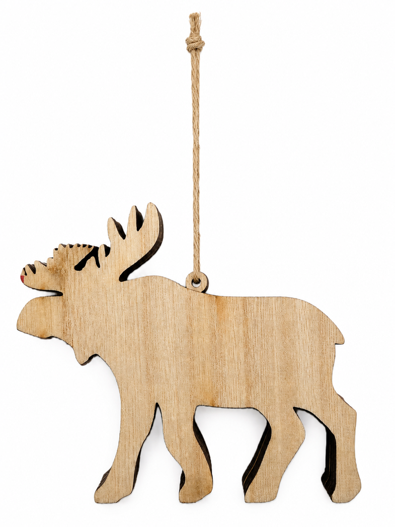 Alaska Wooden Moose Ornament