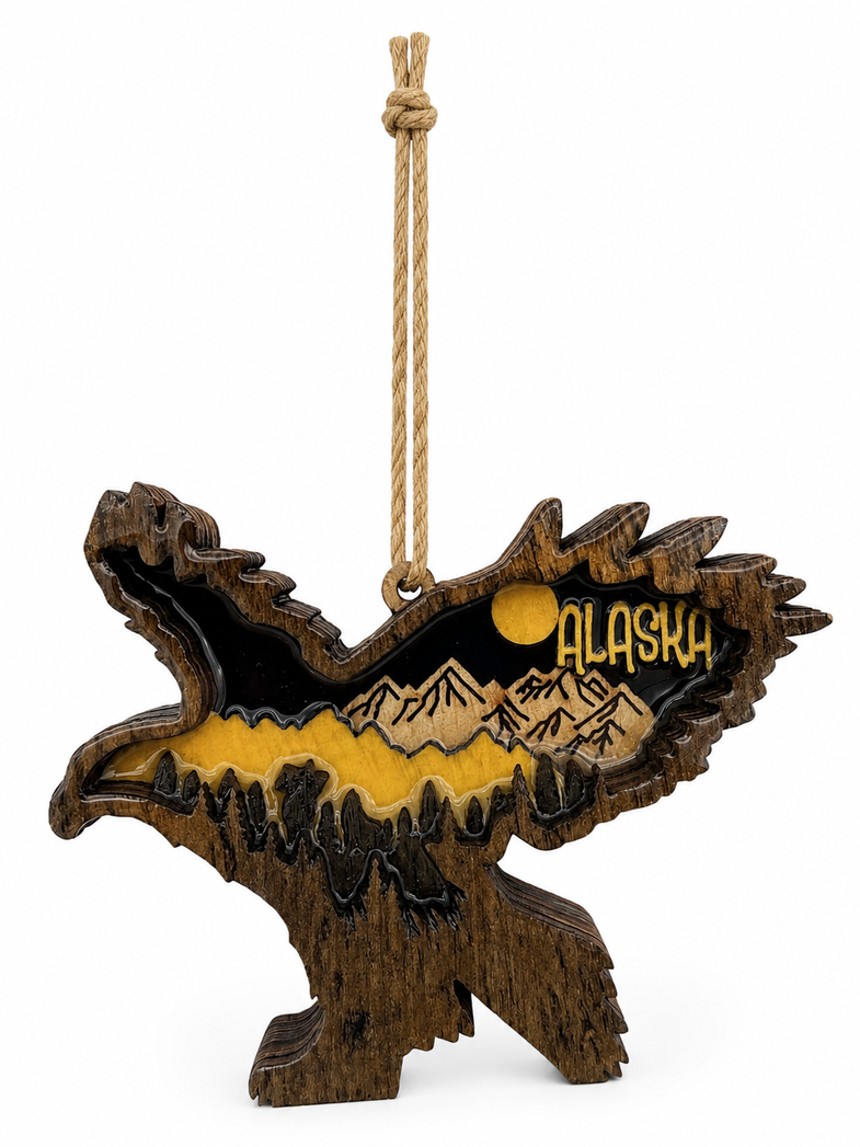 Alaska Wooden Eagle Ornament