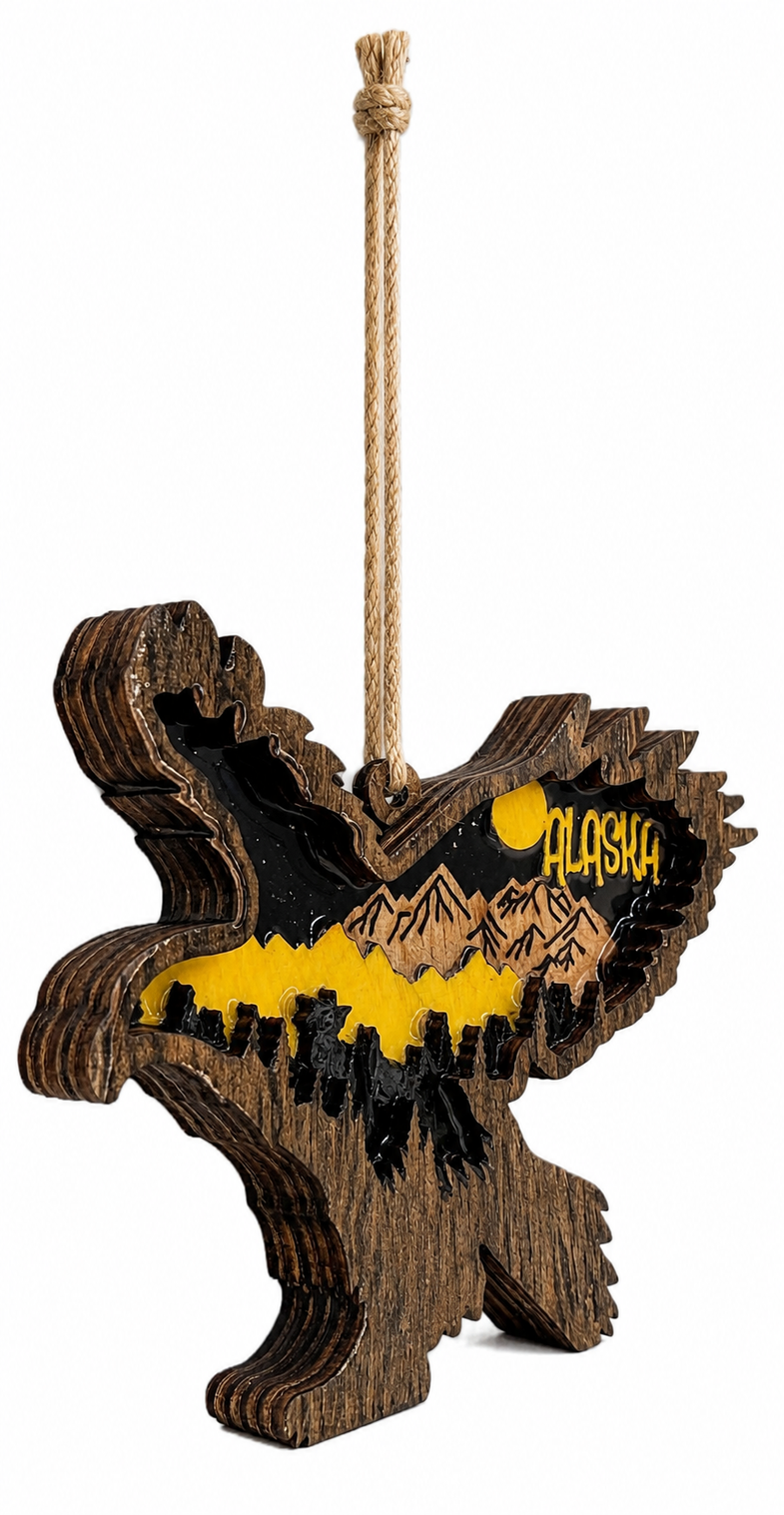 Alaska Wooden Eagle Ornament