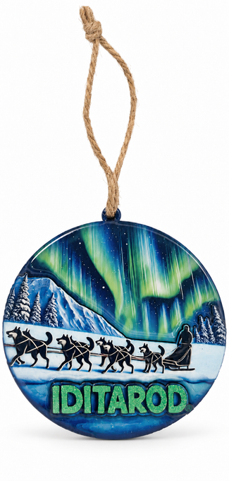 Alaska Iditarod Northern Lights Ornament