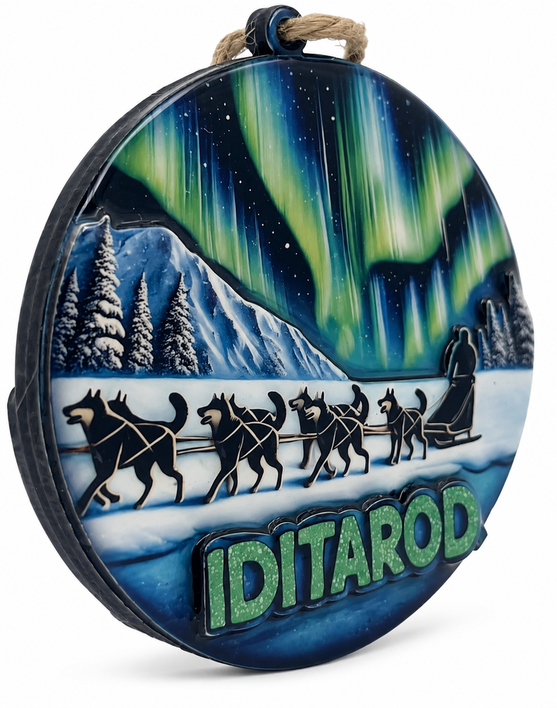 Alaska Iditarod Northern Lights Ornament