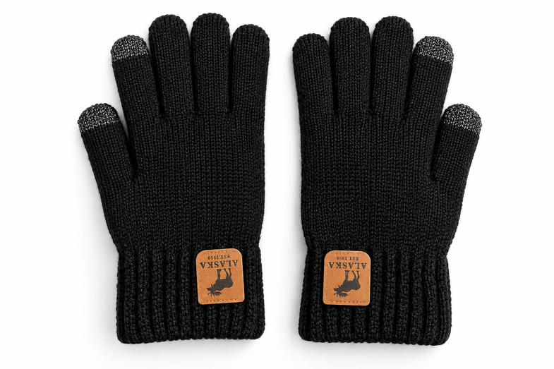Alaska Black Gloves w/Moose