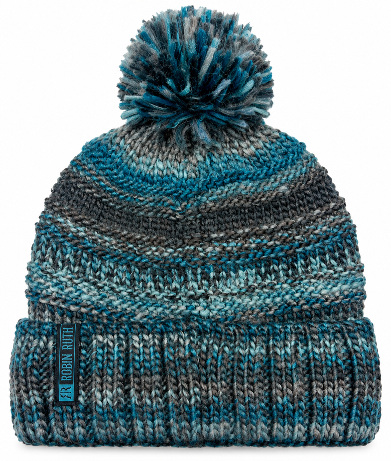 Alaska Black/Blue Pom Beanie