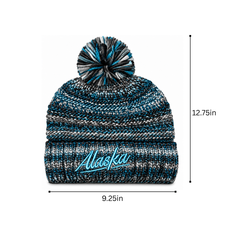 Alaska Black/Blue Pom Beanie
